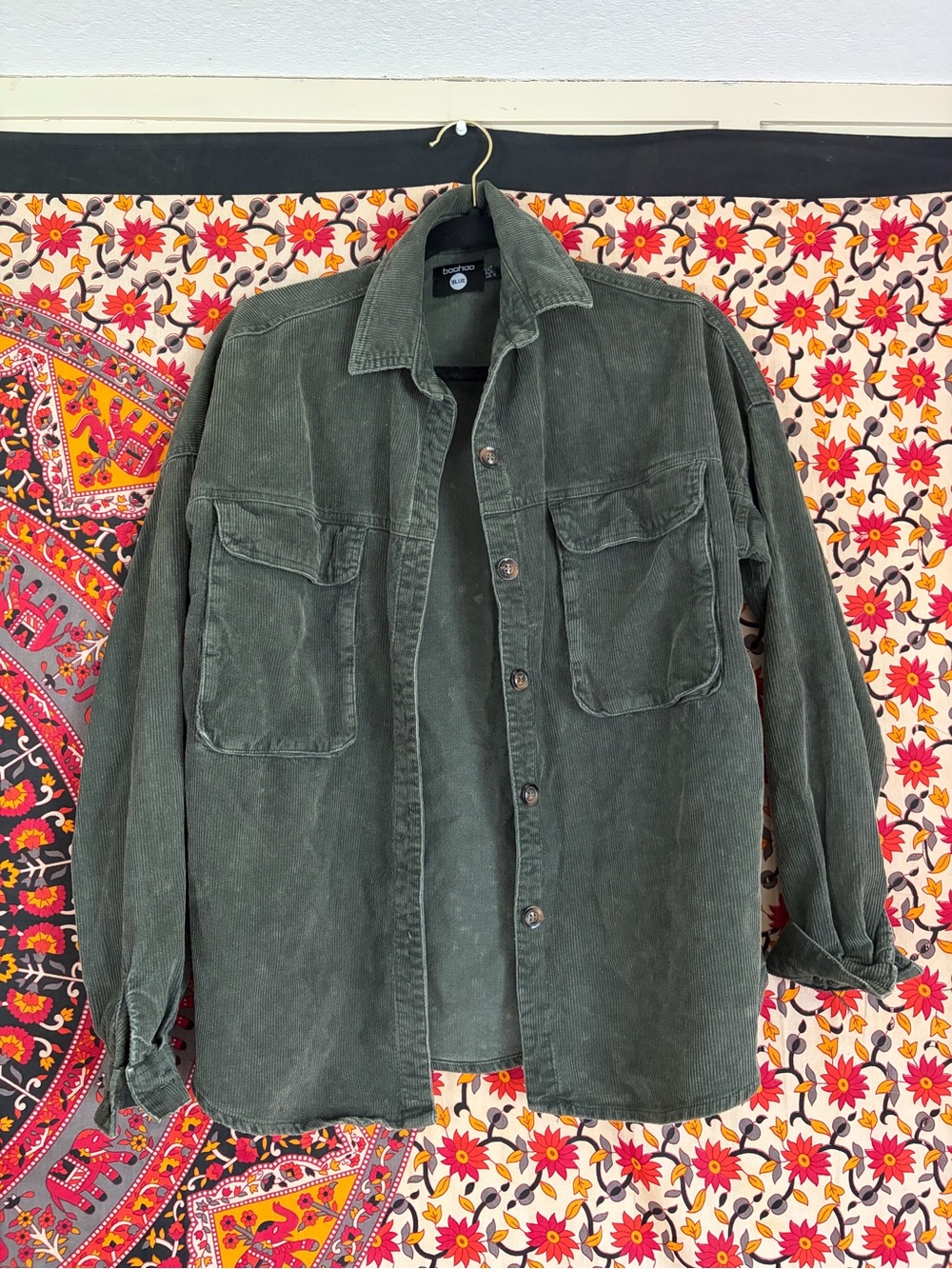 Women’s S Corduroy Overshirt Jacket in Forest Green